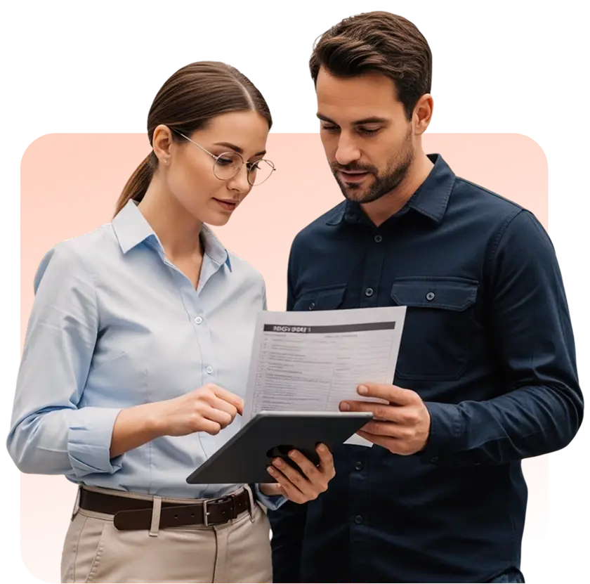 Especialistas da Templum analisando documentos da certificação